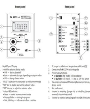 เครื่องวัดและควบคุมค่าความต้านทานในน้ำ Resistivity Controller รุ่น BL983314-1